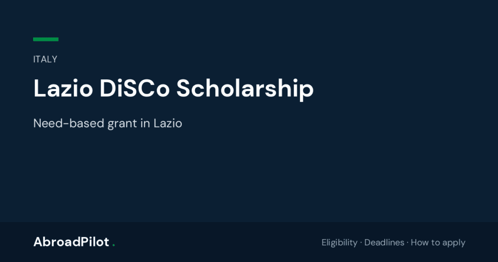 Lazio DiSCo Scholarship scholarship — AbroadPilot