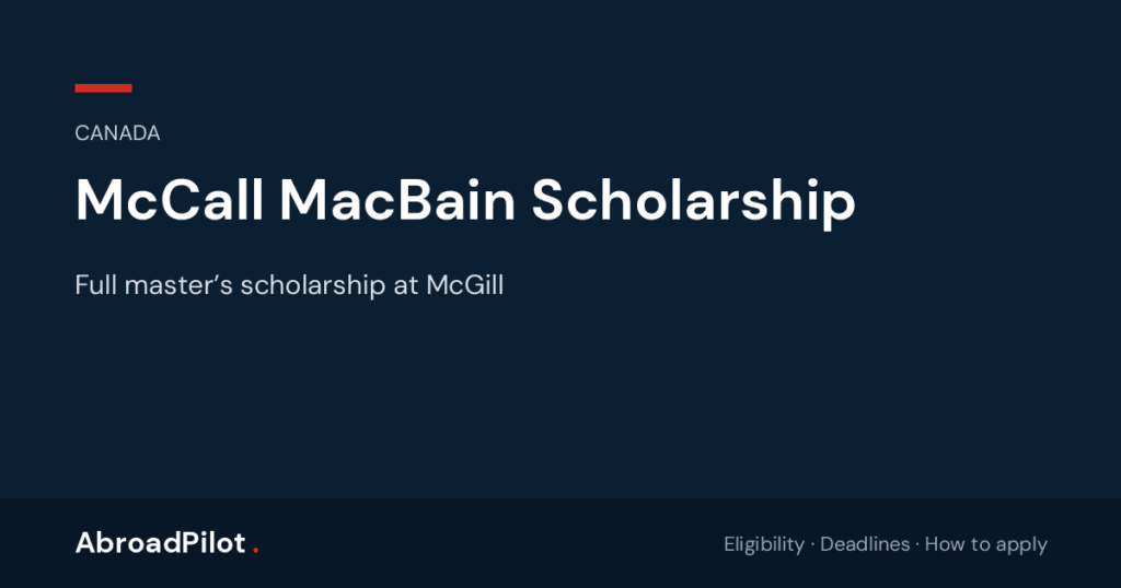 McCall MacBain Scholarship – CANADA