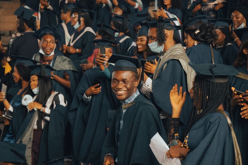Nigerian student at international airport ready for first trip abroad