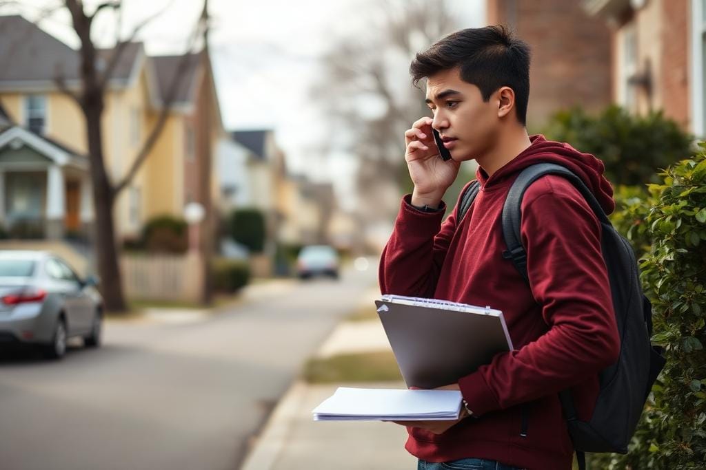 Student taking an unexpected phone call about their visa application