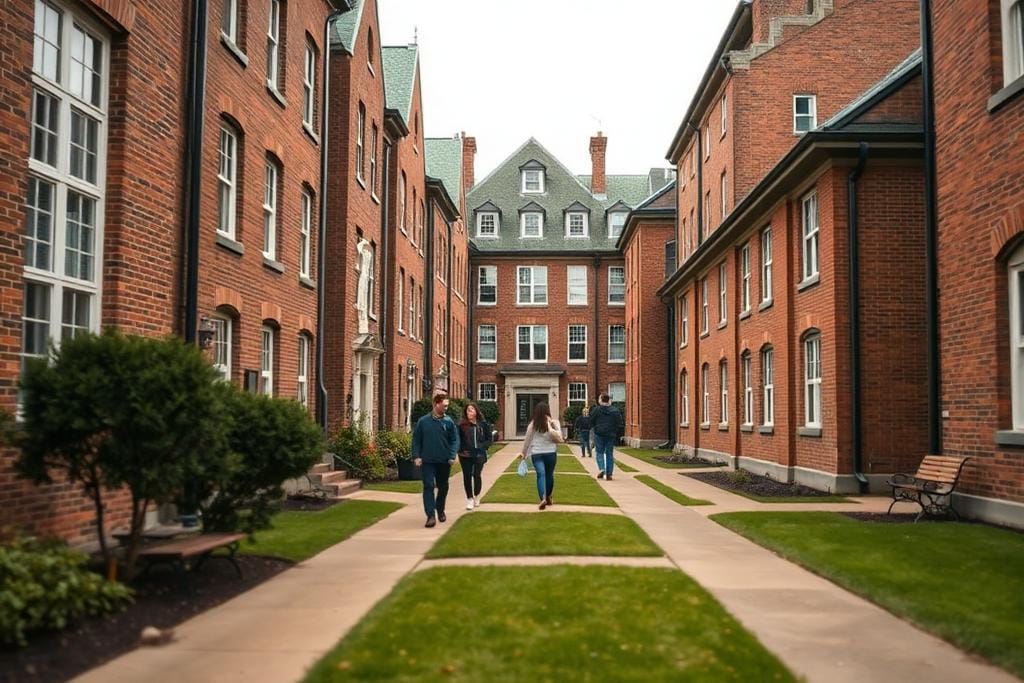 UK university campus walkway representing the course a student hopes to join