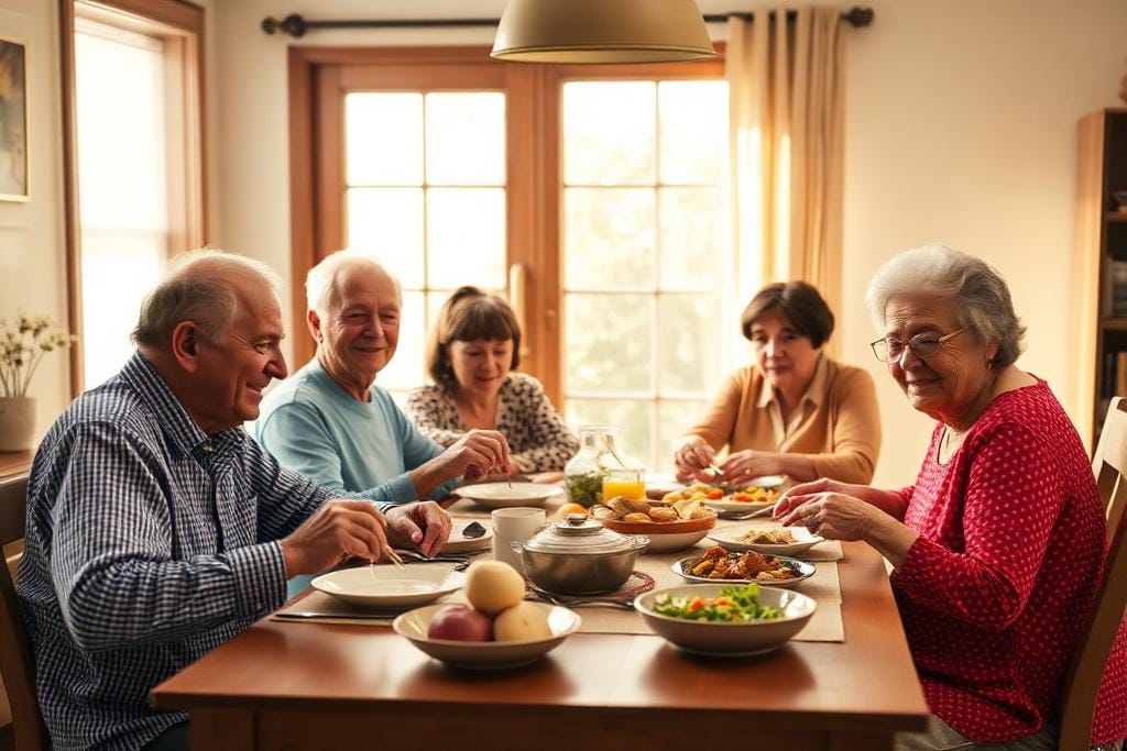 A multigenerational family gathered at home, representing the family and community ties an applicant needs to document