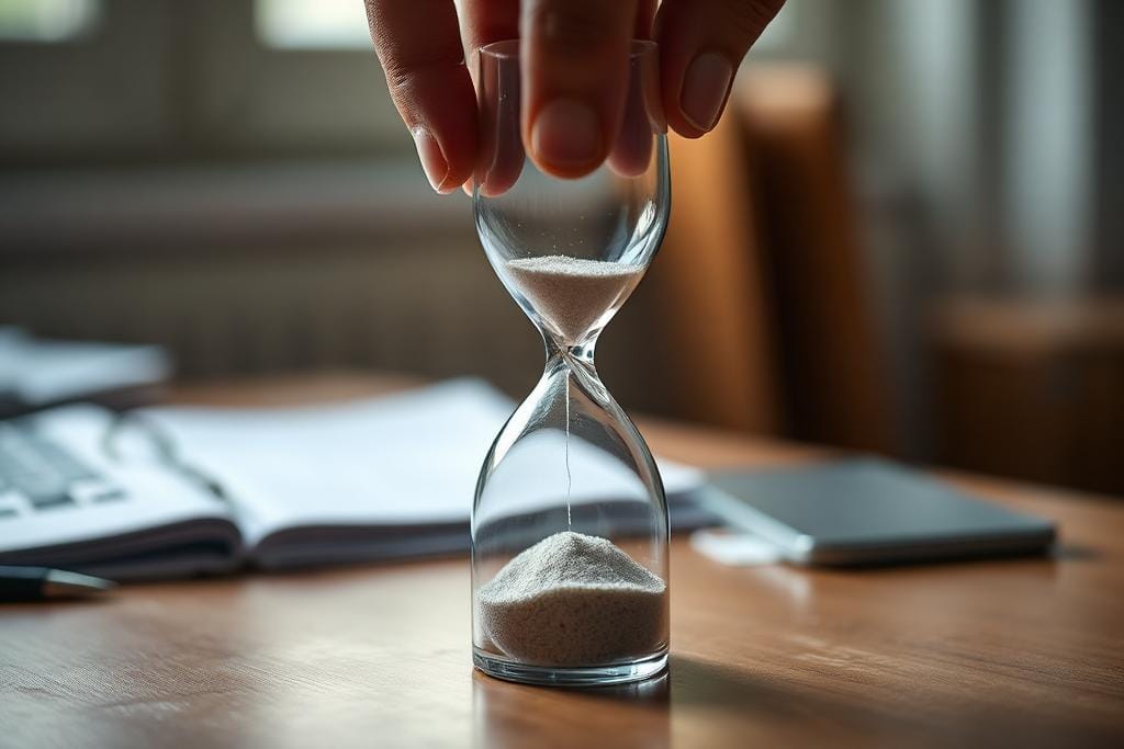 An hourglass being turned over, symbolising the days counted toward a visa financial requirement