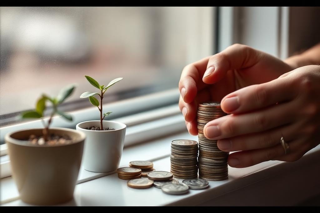 Hands arranging savings, representing funds building up gradually over time