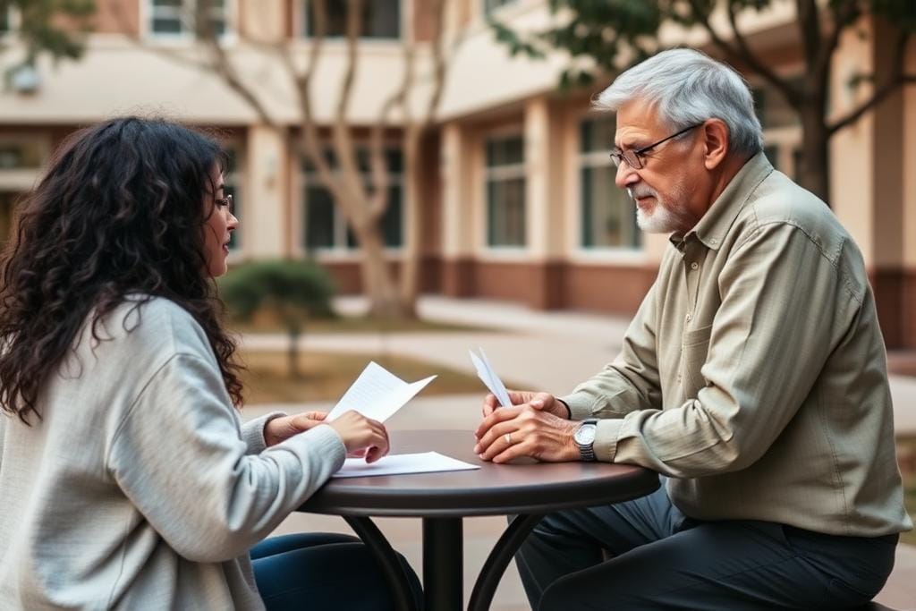 A student briefing a mentor before asking for a recommendation letter