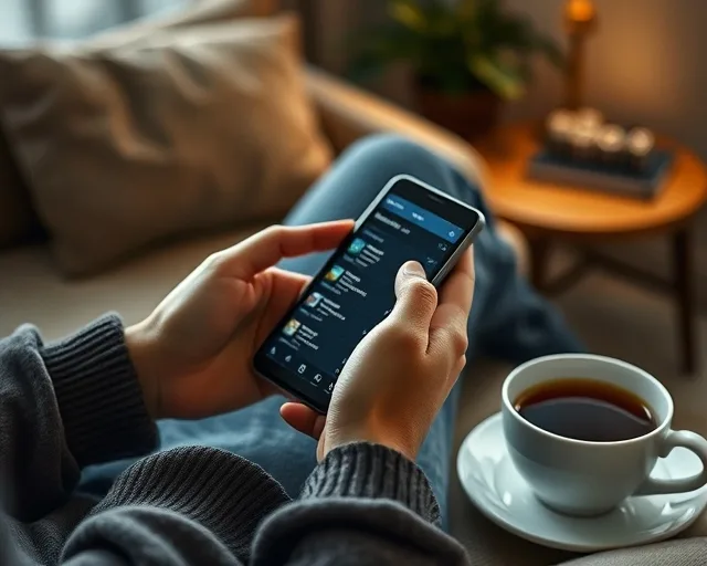 Student comparing insurance plans on a phone at home
