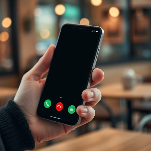 Phone displaying an unexpected incoming call, representing an unsolicited visa lottery scam contact