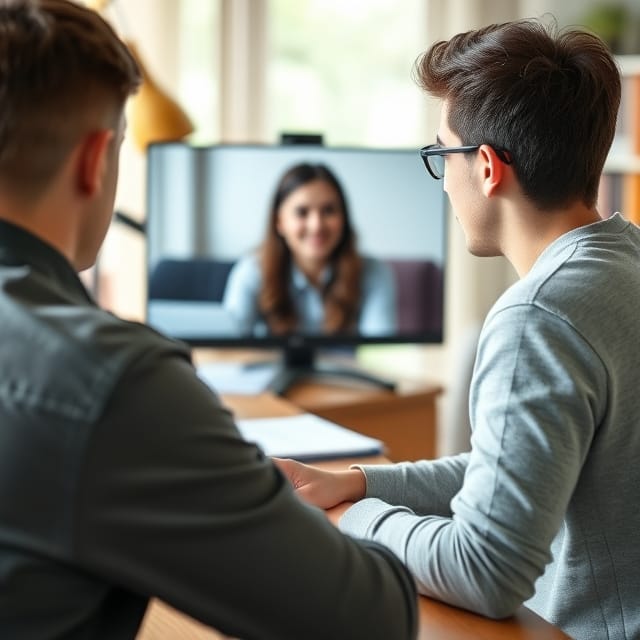 Student confirming an admission offer on a video call with an advisor